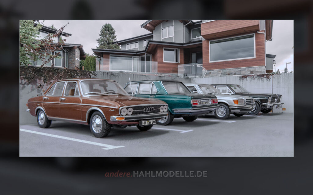 Audi 100 (C1), BMW 2500 (E3), Mercedes-Benz 450 SEL 6.9 (V 116) und Opel Diplomat B, Limousine, Langversion (Vogt)