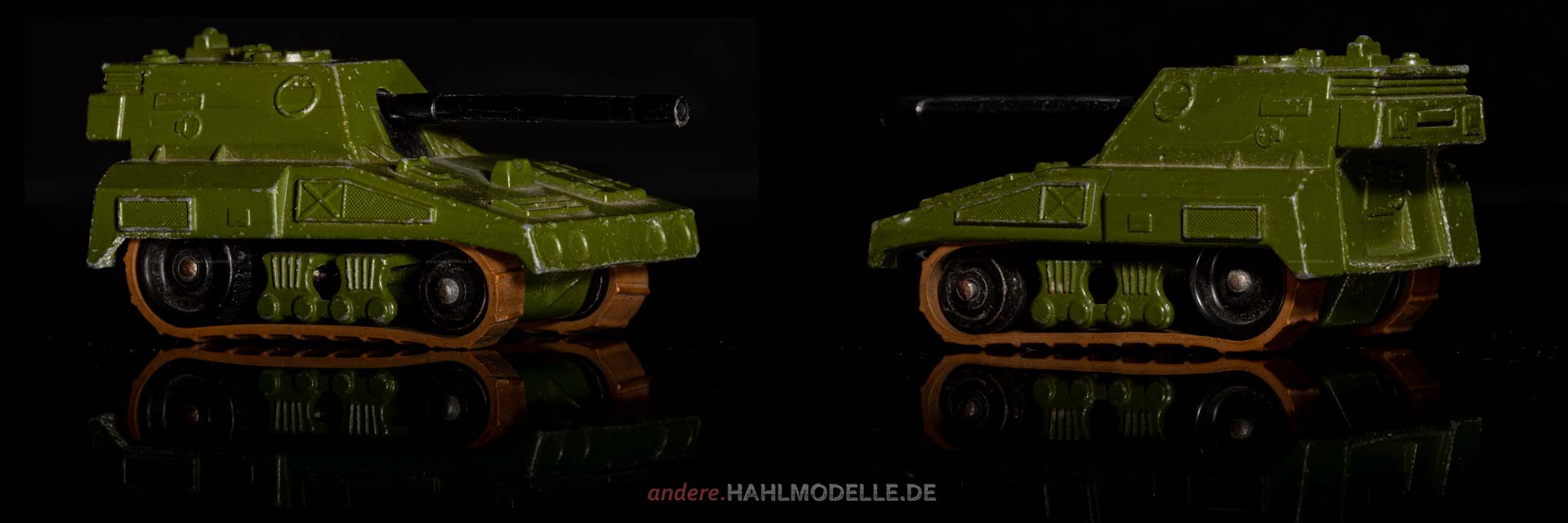 „S.P.Gun (Self Propelled Gun)“ | Panzer | Lesney Products & Co. Ltd. | Matchbox Rolamatics | 1:64 | www.andere.hahlmodelle.de