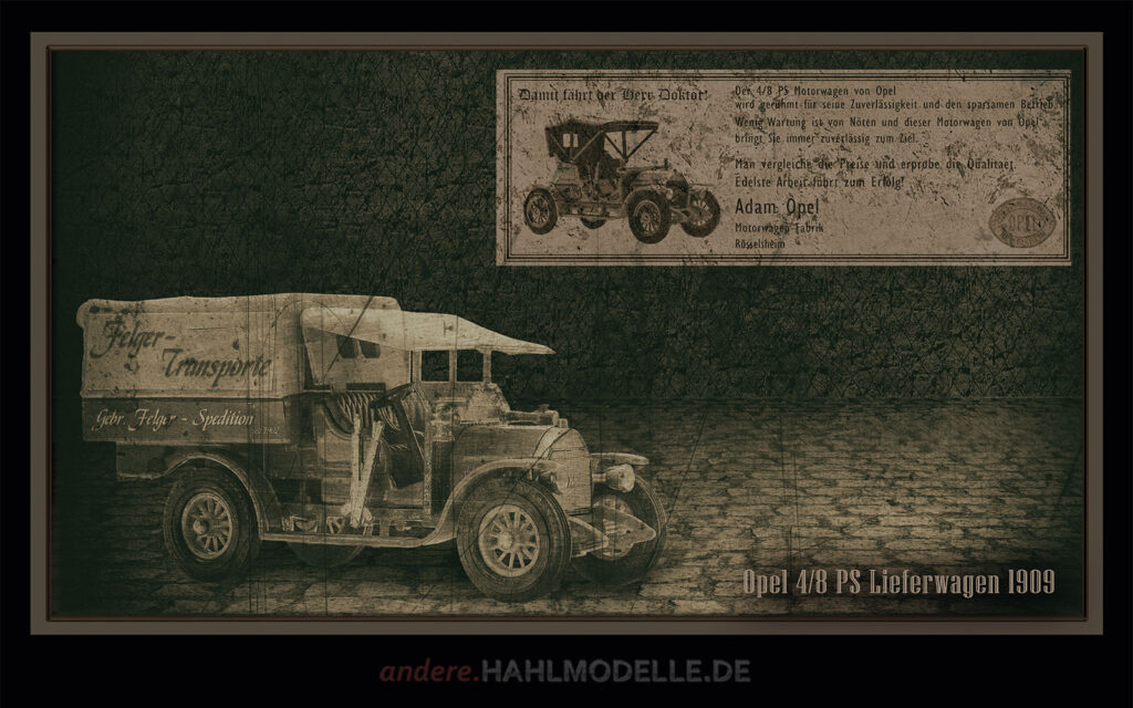 hahlmodelle.de | Automobildesign 1900-1909: Opel 4/8 PS Lieferwagen und Opel 4/8 PS Phaeton, „Doktorwagen“