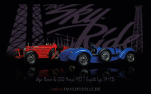 hahlmodelle.de | Automobildesign 1930-1939: Alfa Romeo 8C 2300 Monza, Roadster und Bugatti Type 59, Roadster